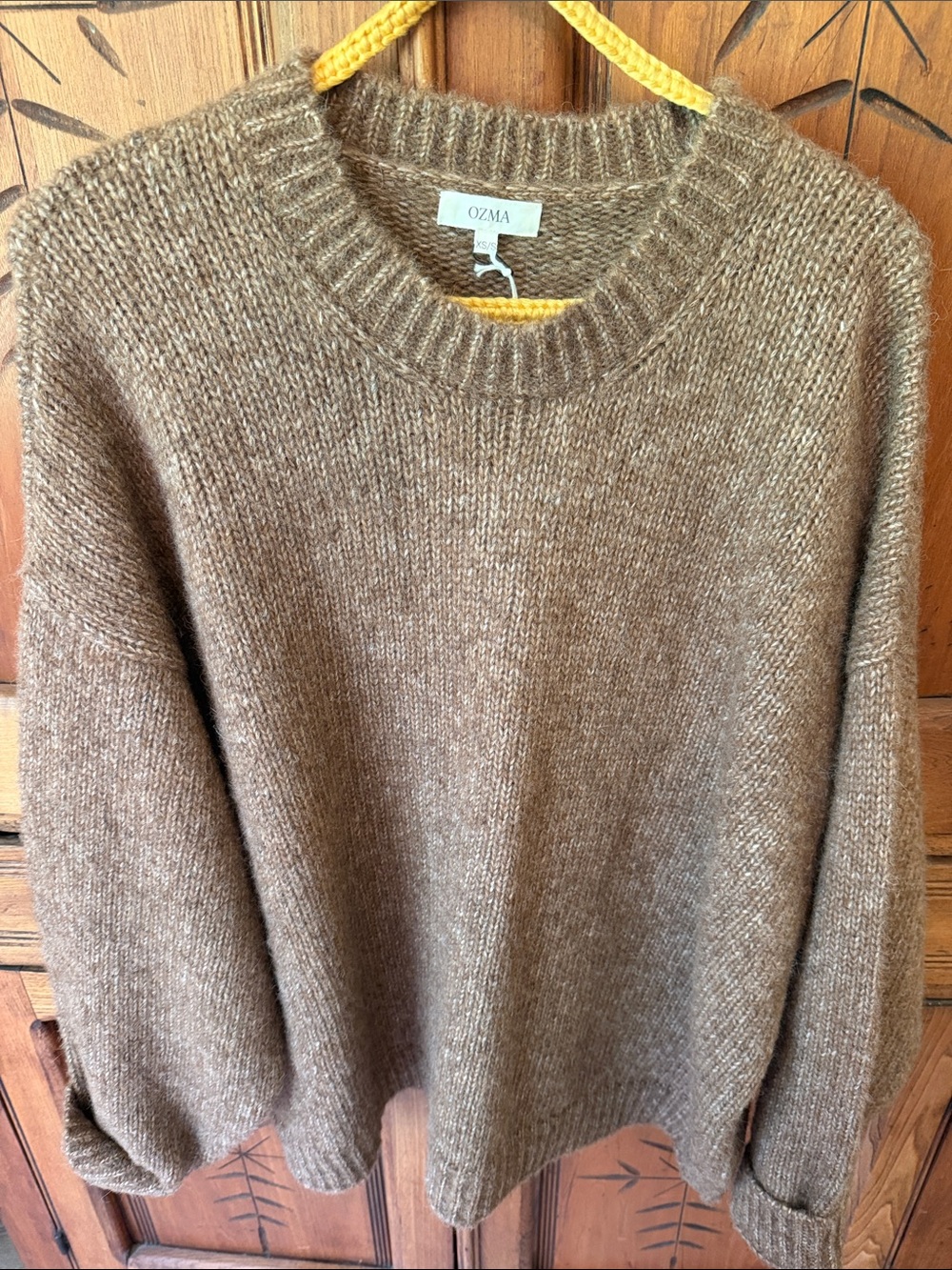 OZMA Men's Tan-Brown Crewneck Sweater